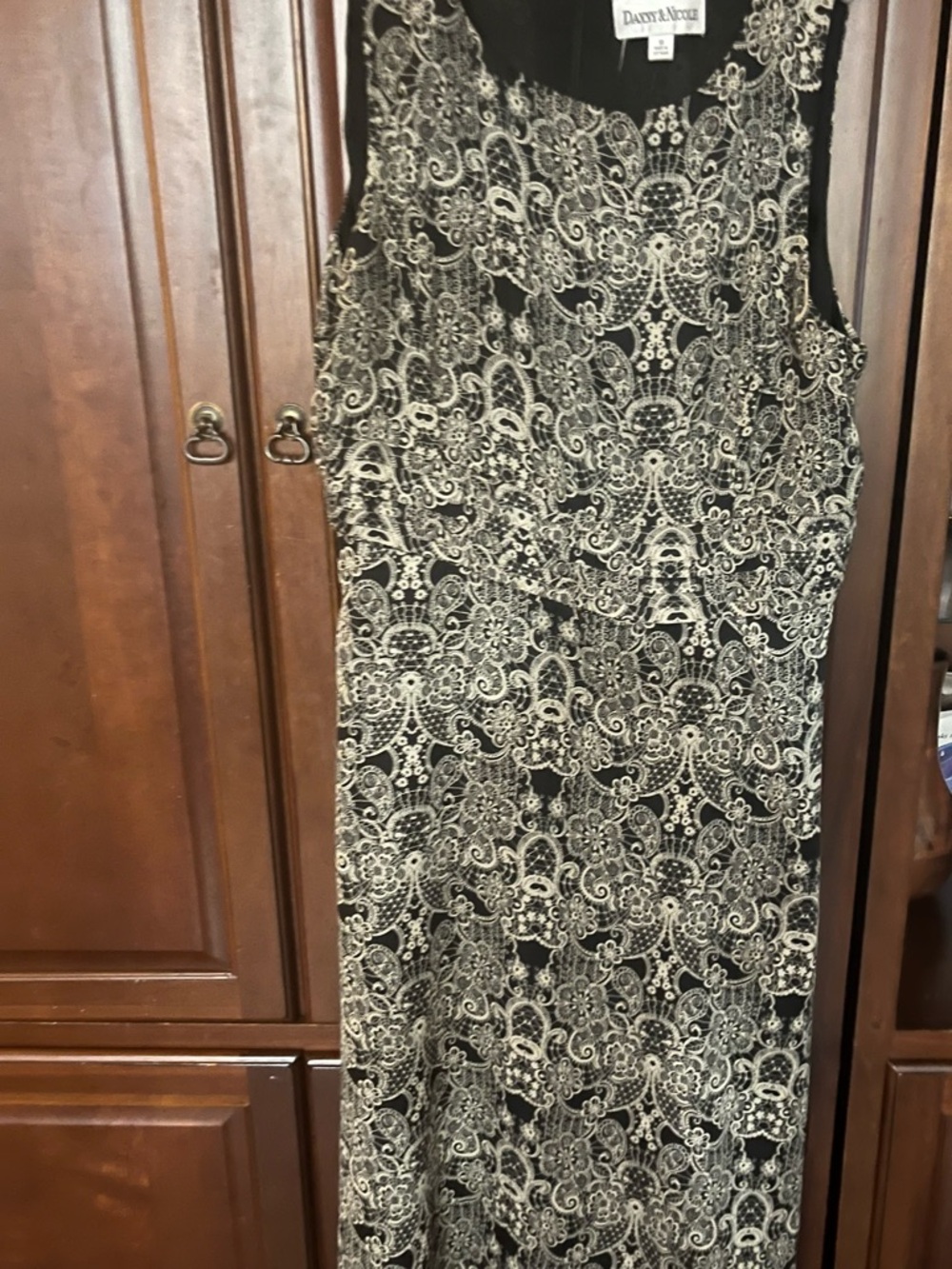 Danny & Nicole Black Dress with Cream Lace Motif